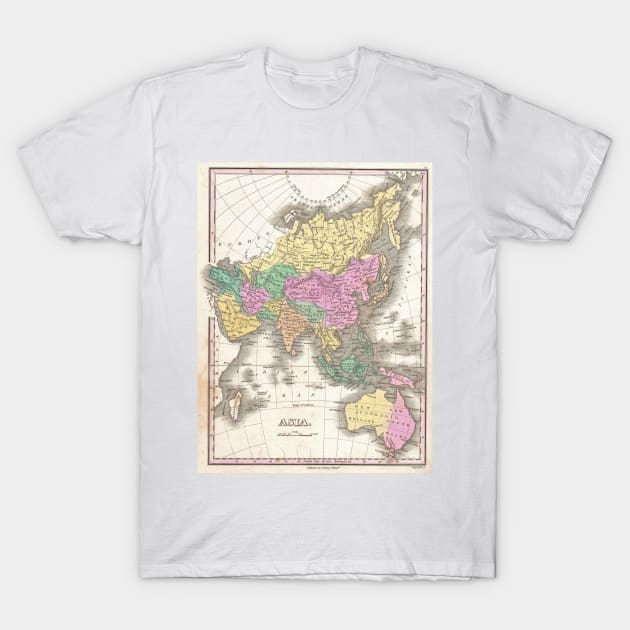 Vintage Map of Asia (1827) T-Shirt by Bravuramedia